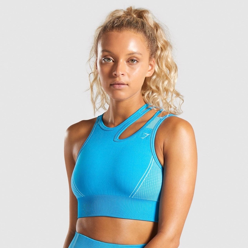 2  Gymshark Ultra Seamless Sports Bra Blue Small